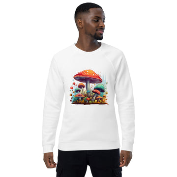 WHIMSICAL MUSHROOM GROVE Unisex Organic Raglan Sweatshirt