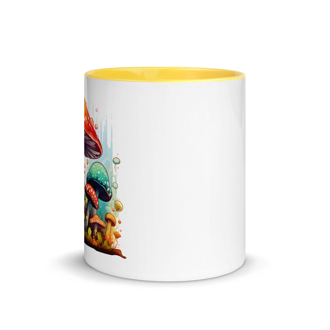 WHIMSICAL MUSHROOM GROVE Ceramic Mug with Colored Handle and Interior